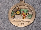 2008 John Deere Pewter Christmas Ornament   Black Cloth Bag