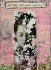 Original Art Mixed Media Collage 5x7 On Art Paper  spring Arrives Softly 