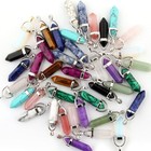 Mutilcolor 14pcs Bullet Shape Healing Pointed Chakra Pendants 11mmx38mm 