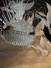 White Feather And Mesh Fascinator Hat  Wedding Derby Or Easter Derby Hat Paris