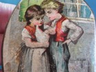 Victorian Papier Mache Snuff Box Boy   Girl 19th Century Smoking Collectible