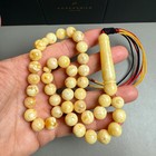 Handmade White Amber Misbaha Tasbih Islamic Prayer Beads 10mm 28 5g