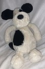 Jellycat London Bashful Puppy Black   White 12  Stuffed Plush Dog Super Soft Fun