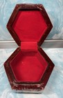 Vintage Inlaid Mother Of Pearl Art Hexagon Trinket Hinged Jewelry Box