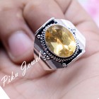 Citrine Topaz Big Gemstone 925 Sterling Silver Ring Family Function Jewelry