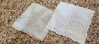 3 Beautiful Vtg Ivory Floral Lace Border Linen Wedding Hankies  Euc see Last Pic