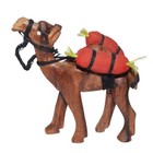 Vintage Wooden Camel Figurine Red Fabric Packs Hand Carved Kuwait