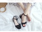 Korean Women s Block Heels Summer Sandals Open Toe Ankle Strap Buckle Shoes