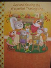 Unused Vintage Greeting Card Hallmark Thanksgiving Woodland Animals At Dinner