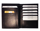 Black Genuine Leather Passport Cover Travel Document Bifold Wallet New