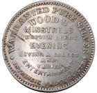  1857  Silver New York City Ny 964f Wood s Ticket Merchant Token Minstrels