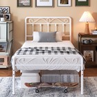 Yoneston Alden Designed Twin Metal Bed Frame Vintage High Headboard Kids Girls