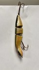 Vintage Heddon Jointed Minnow 5    Wood Fishing Lure Glass Eyes Perch Scale 1930s