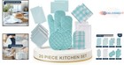 Kitchen Towel Set Cotton 20 Pc Dishcloths Oven Mitts Pot Holder Absorbent