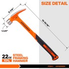 Orgensen 22 Oz Framing Hammer Heavy Duty One-piece Forged Hammer Straight Claw