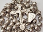 Vintage Small Catholic Rosary Metal Silver Tone Beads Crucifix Italy Roma