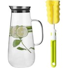 Glass Pitcher With Handle And Stainless Steel Silicone Filter Lid 50oz Us New