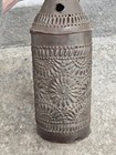 Original Antique 18th   19th Century Punched Tin Lantern Original W Candle Cup
