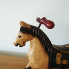 Vtg Folk Art Style Wooden Primitive Look Horse On Wheels Pull Toy Decoration