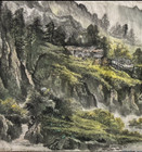 Large Chinese Shan Shui Landscape Painting On Paper     Mountains   Waterfall