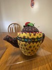 New 2001 Dritz Mary Engelbreit Sewing Teapot Pin Cushion Cherries Cherry Sew Nip