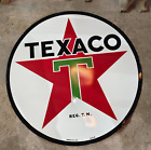 Texaco   Rare Porcelain Heavy Metal 48 Inches Double Side Wr