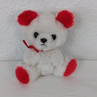 Dakin Stuffed Bear White With Red Ears Paws Vintage 1981 Made In Korea Plush