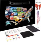 Large 23x16 Scratch-off Usa Map - Hand-drawn Travel Design With Accessories     