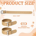 4pcs Adjustable Leather Bicycle Basket Strap Light Brown