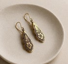 Avon Etched Floral Earrings Victorian Revival Museum Gold Vtg Antique Flower Art