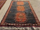4x7 Navy Blue Vintage Oriental Rug Antique Handmade Handwoven Orange Fine 4x6 Ft
