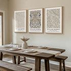 Framed Vintage William Morris Canvas Wall Art Set Of 3  Large Neutral Floral Art