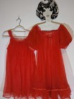 Vintage 50s Lisette By Al Sterling Red Babydoll Peignoir Negligee S Romantic