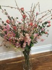 Vintage Silk Flower Mixed Blush Pink Flowers Roses Arrangement In A Vase Large