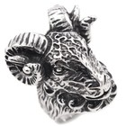 Vintage Men s Horn Goat Head Ring Stainless Steel Gothic Biker Heavy Ram Ring
