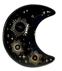 Crescent Moon Celestial Black And Gold Ceramic Incense Holder New