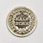 1843 Seated Half Dime   Amazing Choice Au   bu About Uncirculated Super Slider 