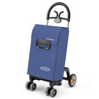 Blue Collapsible Shopping Cart With Wheels Lightweight Portable Grocery Trolley