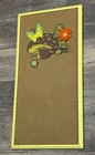 Vtg 1970   s Mcm Mushroom Cork Bulletin Board Yellow Wood Frame Felt Flowers 24x12