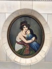Antique French Signed Miniature Portrait Painting Madame Lebrun   Daughter Frame