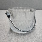 Vintage Pressed Crystal Glass Ice Bucket W handle- 5    W X 4    H-taiwan