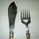 Signed Antique 1800s Victorian Thanksgiving European Engraved Silver Serving Set