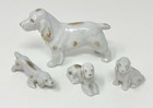 Vintage Spaniel  Dog Mom   Puppies Figurine Germany Spotted Gold Accents Mcm