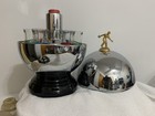 Vintage Chrome Mcm Bowling Trophy Bar Cocktail Set W shot Glasses Fantastic Set 
