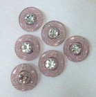 Set Of 6  six  Lavender Purple Czech Glass Buttons With Rhinestone 3 4  18 Mm