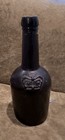 18th Century English Black Glass Wine Bottle W applied Merchant Seal C 1770-1810