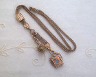 Antique Edwardian Gold Filled Necklace With Ball Fobs   Slide Watch Chain
