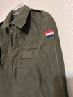 Vintage Dutch Army Jacket Mens Green Field Shirt Rotkopf Patch Military