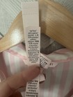 Victoria s Secret 2pc Satin Pajama Set Pink white Stripe Button-up Shorts M