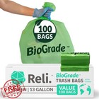 Reli  Biodegradable 13 Gallon Trash Bags  100 Count Green